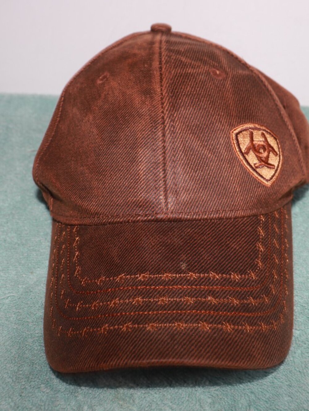 Ariat Cap Hat Strap Back Brown Barbed Wire Logo Twill Logo